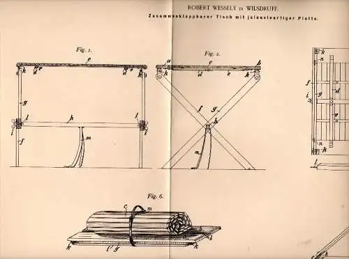 Original Patentschrift - Robert Wessely in Wilsdruff , 1900 , klappbarer Tisch , Möbel , Tischler !!!
