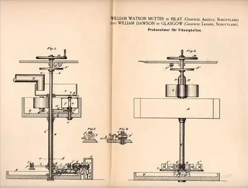 Original Patentschrift -W. Watson Mutter in Islay , Argyle ,1890, distilled apparatus for liquids , distillation Glasgow
