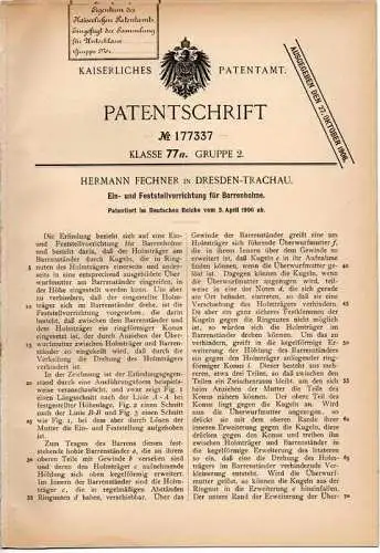 Original Patentschrift - H. Fechner in Dresden - Trachau , 1906 , Einsteller für Barrenholme , Barren , Geräteturnen !!!