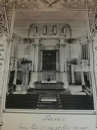 Inneres der Kirche Neustrelitz - 1900 - auf großer Urkunde zur Konfirmation v. Erna Belling , Mecklenburg !!