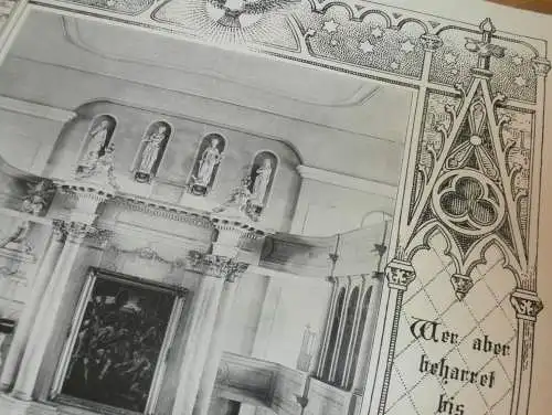 Inneres der Kirche Neustrelitz - 1900 - auf großer Urkunde zur Konfirmation v. Erna Belling , Mecklenburg !!