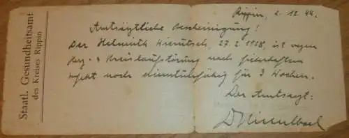 Staatliches Gesundheitsamt Rippin / Rypin bei Thorn , 1944 , Helmuth Wierutsch , Westpreußen , Mecklenburg !!