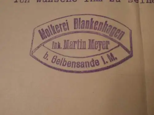 Molkerei - Blankenhagen b. Gelbensande i. Mecklenburg , 1930 , Martin Mayer - Molkereibesitzer , Zeugnis , RAR !!