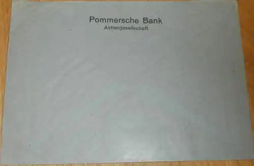 Pommersche Bank Stettin , 1940 , alter Briefumschlag , Stempel , Reklame , Bank , Pommern , Mecklenburg !!