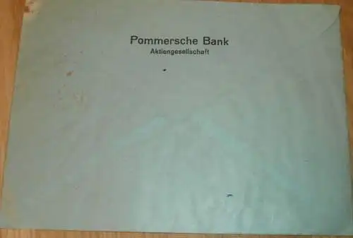 Pommersche Bank Stettin , 1939 , alter Briefumschlag , Stempel , Reklame , Bank , Pommern , Mecklenburg !!
