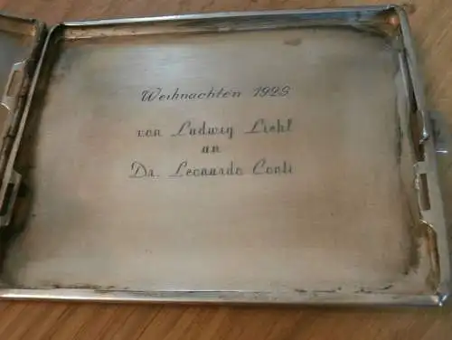 Silber-Etui - Weihnachten 1929 - von Ludwig Liebl an Dr. Leonardo Conti !!