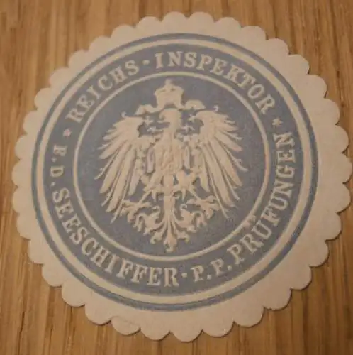 Reichsinspektor der Seeschiffer p.p. Prüfungen , alte Siegelmarke , Pommern , Mecklenburg !!