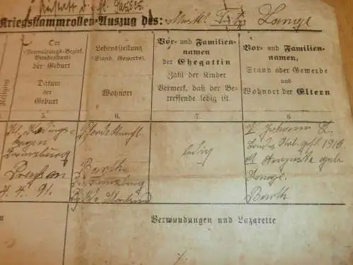Kriegs-Stammrolle mit Nachweis der Schlachten , Fritz Lange in Barth i.M., 1. WK 1918 , Eisernes Kreuz , Mecklenburg !!