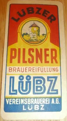 Lübzer Pils , Brauerei Lübz , alte Marke , Etikett , Anhänger , Mecklenburg , Reklame / Werbung , 75x38 mm !!