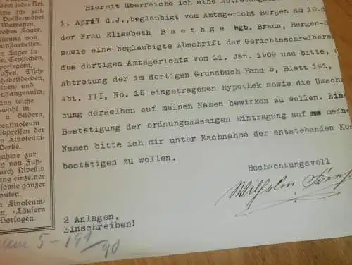 Rügensche Möbelfabrik - Wilhelm Freese in Bergen a. Rügen , 1932 , Elisabeth Baethge , Hypothek Mecklenburg !!