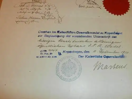 Kaiserliches Konsulat Kopenhagen - 1910 , Kapitän Schreiber , Ostsee , Seefahrt , Schiffahrt , Schiffe , Schiff !!