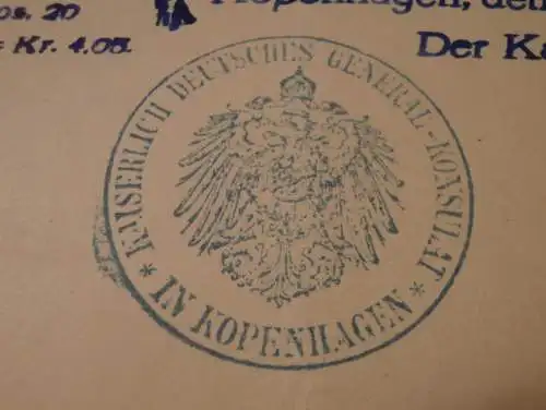 Kaiserliches Konsulat Kopenhagen - 1910 , Kapitän Schreiber , Ostsee , Seefahrt , Schiffahrt , Schiffe , Schiff !!