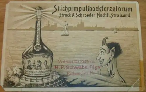 Struck & Schroeder in Stralsund , ca. 1920 , Reklame , Riga i. Russland , AK , Ansichtskarte !!
