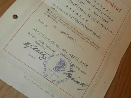 Kaufmannsbrief , 1945 - 1948 , Rita Dibowski in Grimmen / Danzig - Brösen , Schwerin , Mecklenburg , Raiffeisen !!!