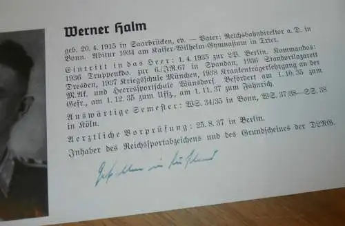 Personalkarte Wehrmacht - Werner Halm in Saarbrücken und Günter Haackert in Schwerin , NSDAP , Arzt !!