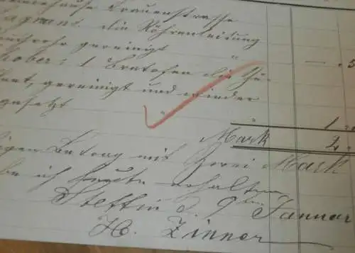 alte Rechnung - Stettin i. Pommern , 1885 , Töpfermeister Zinner !!