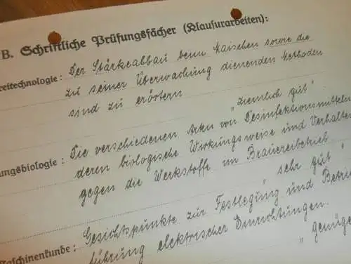 Prüfungs-Zeugnis für Brauerei - Ingenieure 1934 , Karl Sarnow in Stettin i. Pommern , Fakultät Berlin , Bierbrauerei !!