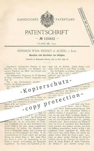 original Patent - Heinrich Wilh. Heerdt , Aussig / Elbe , 1898 , Herstellen v. Hohlglas | Glas , Glasbläser , Glasmacher