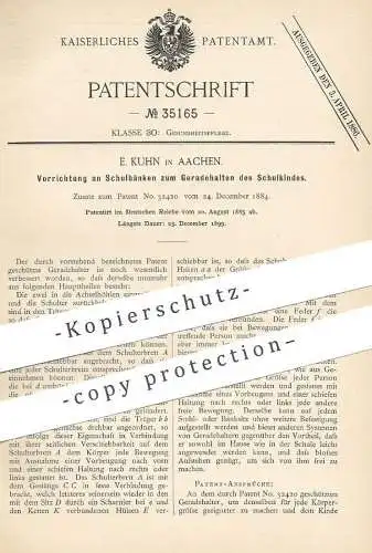 original Patent - E. Kuhn , Aachen , 1885 , Schulbank | Bank für Kinder | Schule , Bänke , Stuhl , Möbel !!!