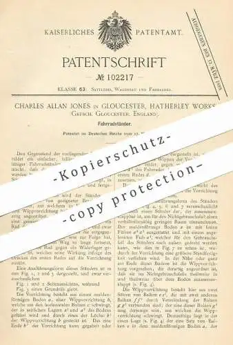 original Patent - Charles Allan Jones , Gloucester, Hatherley Works , England , 1898 , Fahrradständer | Fahrrad , Rad