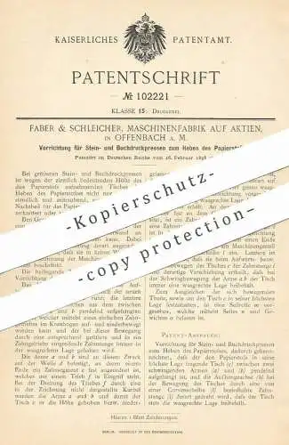 original Patent - Faber & Schleicher Maschinenfabrik auf Aktien, Offenbach / Main , 1898 , Buchdruck - Presse | Druck !!