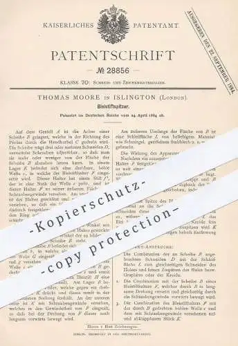 original Patent - Thomas Moore , Islington , London , 1884 , Bleistiftspitzer | Bleistift - Anspitzer | Stift , Schule !