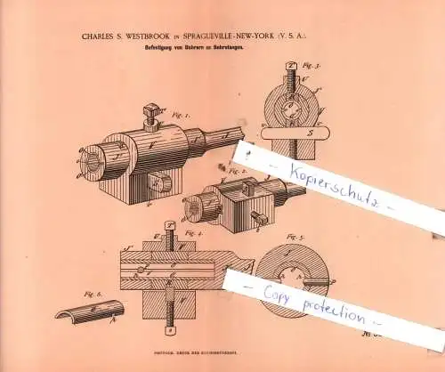 original Patent - Charles S. Westbrook in Spragueville , New-York , 1885 , Bergbau !!!