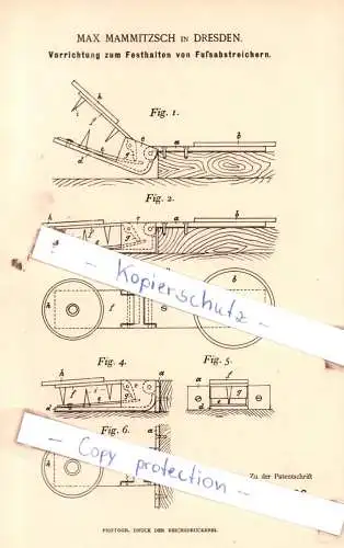 original Patent - Max Mammitzsch in Dresden , 1892 , Vorrichtung zum Festhalten von Fußabstreichern !!!