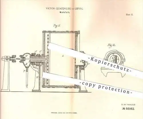 original Patent - Victor Quaedvlieg in Leipzig , 1890 , Walkfass | Lederwalkfass , Leder , Gerberei , Gerber , Gerben !