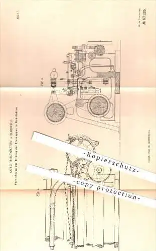 original Patent - Otto Hallensleben in Eberfeld , 1892 , Bildung der Flornoppen im Webstuhl | Webstühle , Weben , Weber