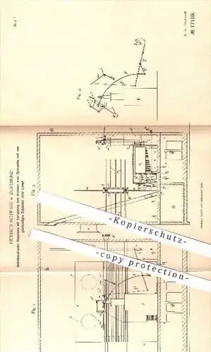 original Patent - Heinrich Schwarz in Dortmund , 1894 , Selbstkassierendes Panorama zum Entzünden einer Lampe | Licht !