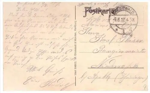 alte AK , Greifswald , 1917 , Promenade mit katholischer Kirche , Mecklenburg !!!