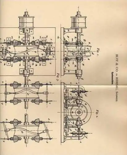 Original Patentschrift - Buff & Co in Herisau , 1900 , Spulmaschine !!!