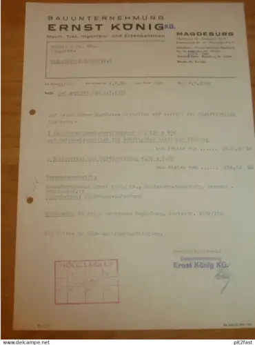 Bauunternehmung - Ernst König KG in Magdeburg , 1959 , Dokument , Reklame / Werbung !