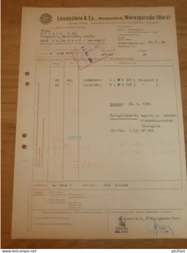 Maschinenfabrik - Lauenstein & Co. in Wernigerode i. Harz , 1969 , Herr Charlet , Dokument , Reklame / Werbung