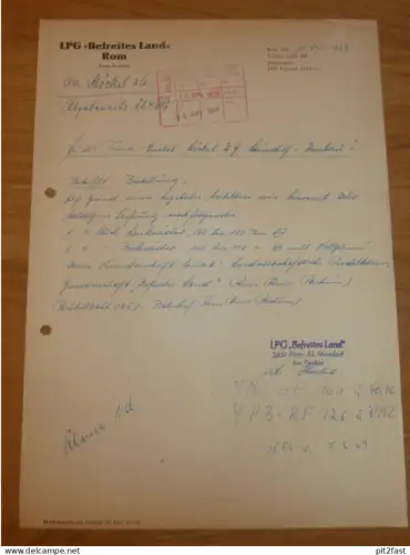 LPG " Befreites Land " in Rom b. Parchim , 1969 , Klein Niendorf , Dokument , Reklame / Werbung