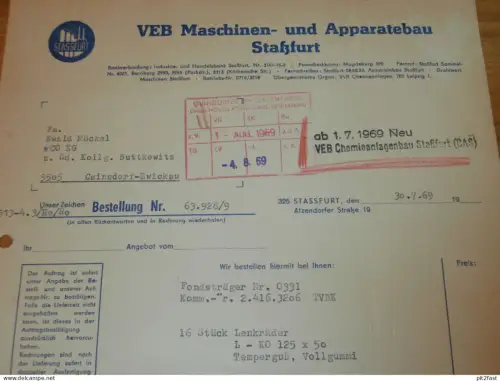 VEB Apparatebau Staßfurt / Stassfurt , 1969 , Herr Kreisel , Dokument , Reklame / Werbung