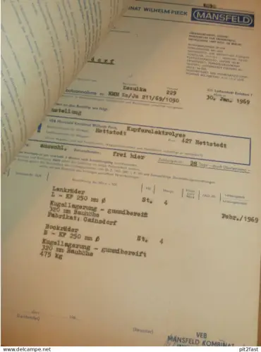 VEB Mansfeld Kombinat Wilhelm Pieck , 1969 , Herr Schwenker , Hr. Zezelke , Eisleben , Dokument , Reklame / Werbung