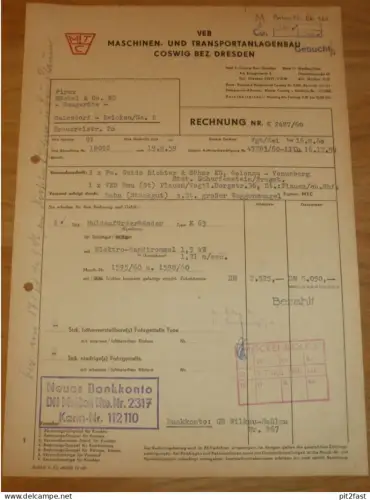 VEB Transportanlagen Coswig b. Dresden , 1960 , Halle , altes Dokument , Reklame / Werbung