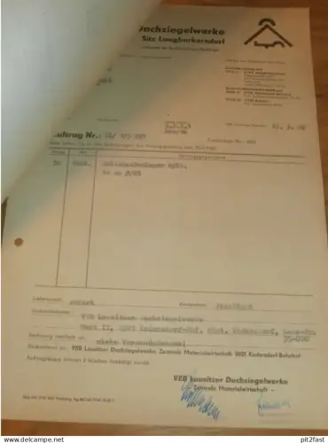 VEB Lausitzer Dachziegelwerke in Langburkersdorf , 1969 , Halle , Hr. Seewald , altes Dokument , Reklame / Werbung