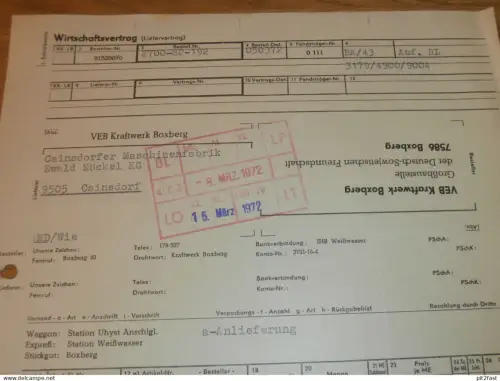Staatsplan Energieprogramm - VEB Kraftwerk Boxberg , 1972 , Hr. Wienhold , Hänsch , altes Dokument , Reklame / Werbung