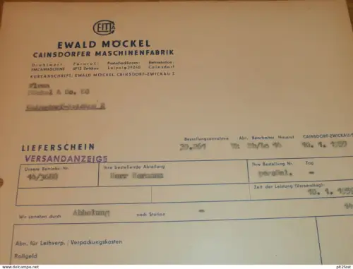 Maschinenfabrik - Ewald Möckel in Cainsdorf - Zwickau , 1959 , altes Dokument , Reklame / Werbung !!