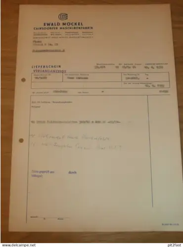 Maschinenfabrik - Ewald Möckel in Cainsdorf - Zwickau , 1959 , altes Dokument , Reklame / Werbung !!