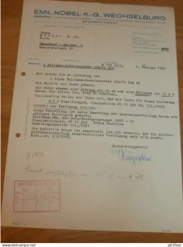 Sandwerk - Emil Nöbel KG in Wechselburg , 1959 ,  Herr Augustin , altes Dokument , Reklame / Werbung !!