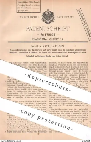 original Patent - Moritz Kroll , Pilsen | 1905 | Wasserstandsregler | Dampfkessel Wasserkessel , Dampfmaschine , Kessel
