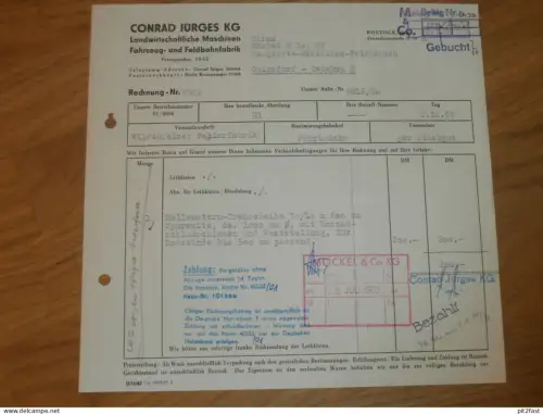 Feldbahn - Fabrik Conrad Jürges KG in Rostock , 1959 , altes Dokument , Reklame / Werbung !