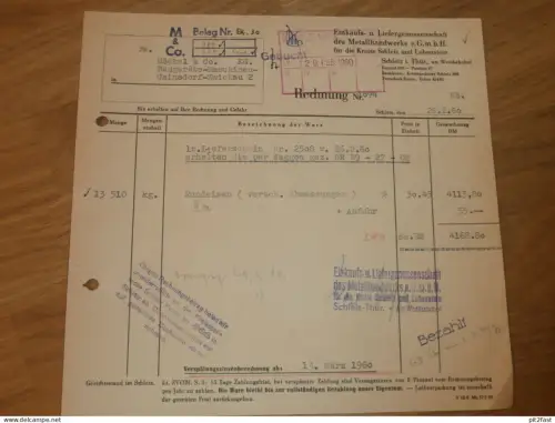 Einkaufsgenossenschaft für Schleiz und Lobenstein i. Thür., 1960 , altes Dokument , Reklame / Werbung !!