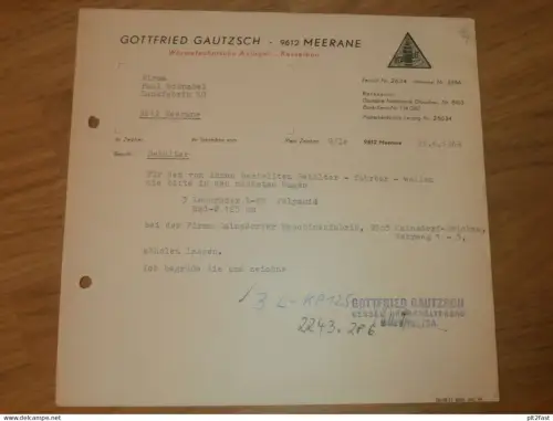 Kesselbau - Gottfried Gautzsch in Meerane , 1968 , altes Dokument , Reklame / Werbung !!