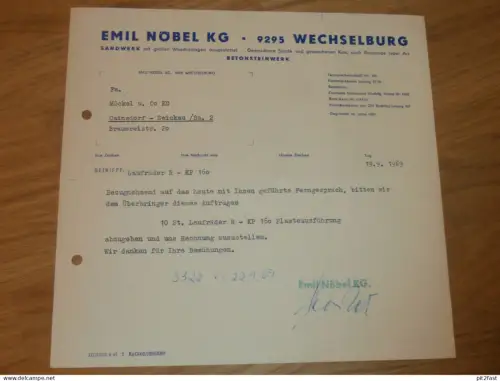 Betonsteinwerk - Emil Nöbel KG in Wechselburg , 1969 , altes Dokument , Reklame / Werbung !!