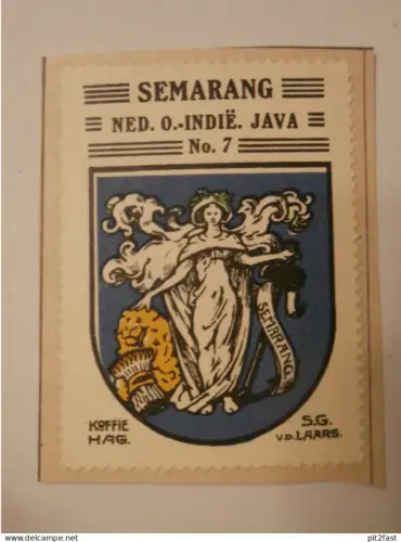 alte Siegelmarke / Briefmarke - Semarang / Java in Indonesien , Indonesia , Reklamemarke , Reklame , Kaffee Hag !!